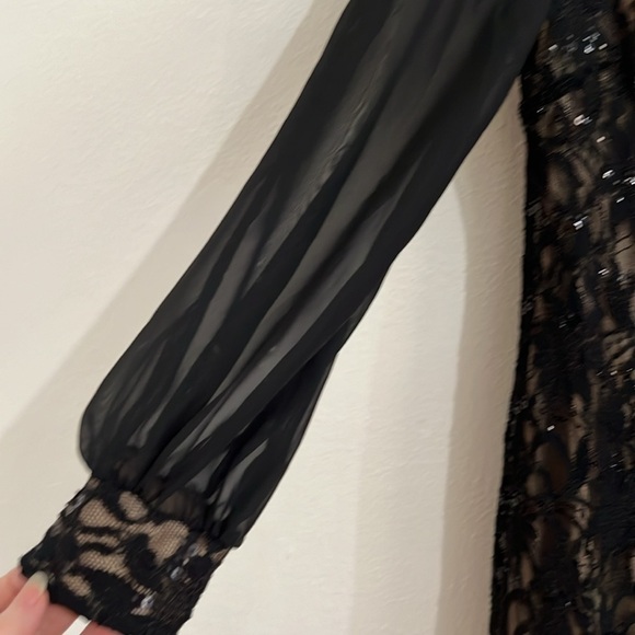 Vintage Size 8 Black Lace Sequin Whimsigoth Glam Y2K Mini Dress - Picture 3 of 9